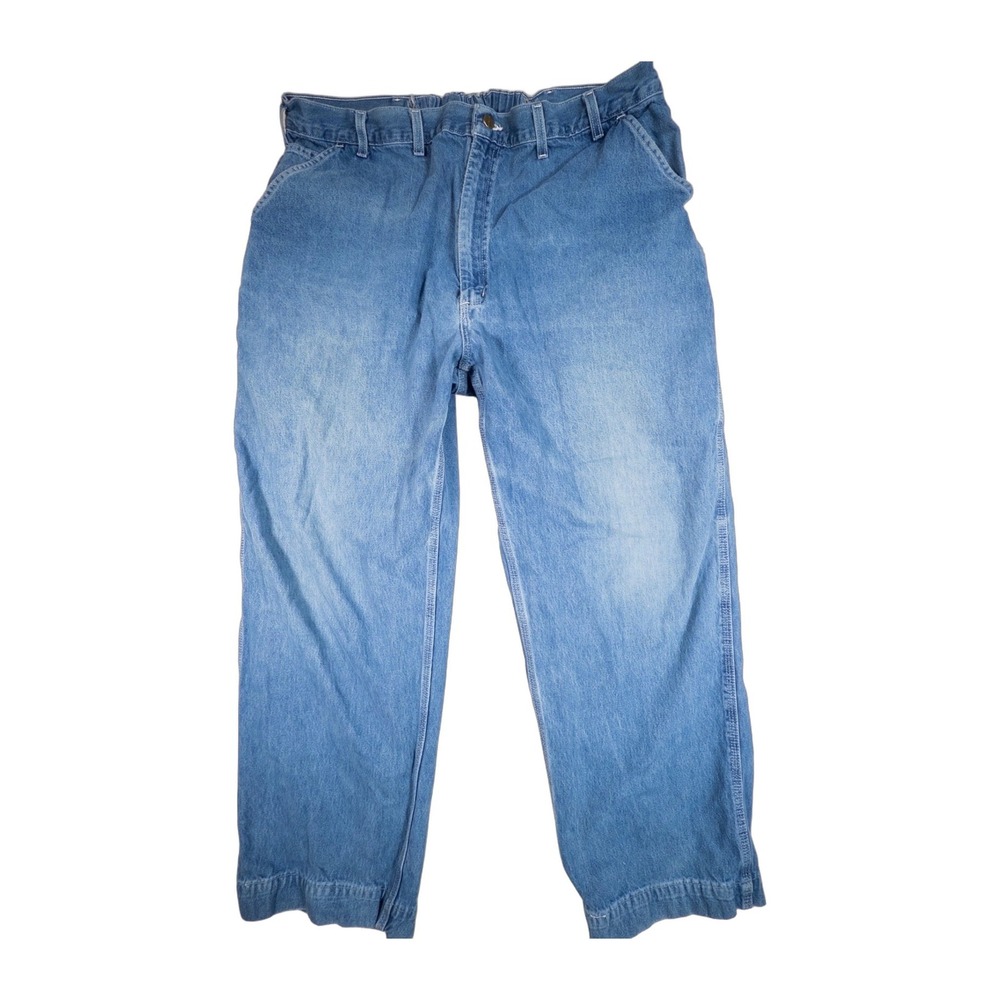 Carhartt Mens Carpenter Jeans Light Wash Denim Workwear Pants Size 40x32 Blue